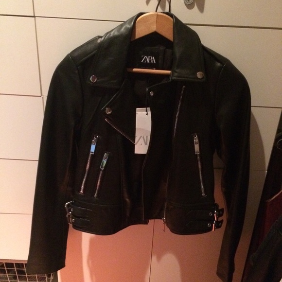 NEW WITH TAGS Zara Real Leather Biker Jacket - Picture 4 of 7
